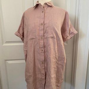 Seaside Tones Linen Shirtdress Dusty Rose One Size